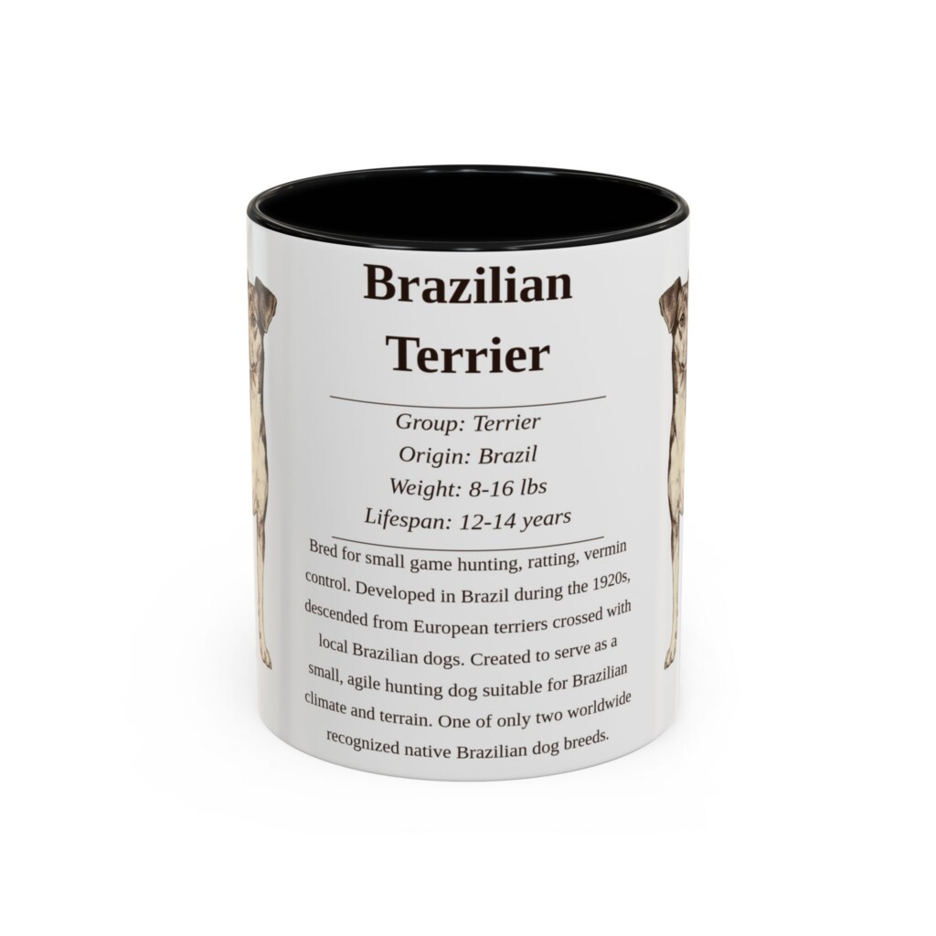 18223508752498111523_2048.jpeg 11oz Brazilian Terrier Mug, Illustrated Dog Breed Facts Coffee Mug, Vintage Dog Keepsake Gift