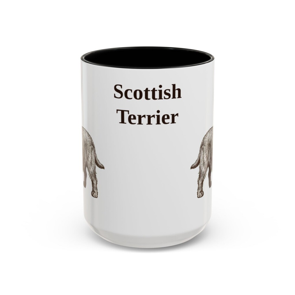 15oz Scottish Terrier Mug, Vintage Dog Portrait Coffee Mug, Dog Lover Gift