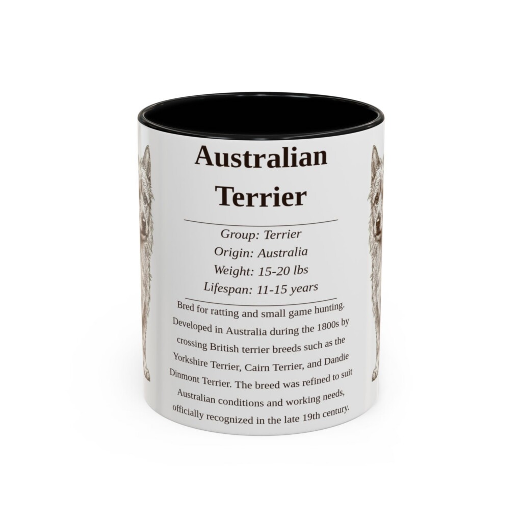 11oz Australian Terrier Mug, Illustrated Dog Breed Facts Coffee Mug, Vintage Dog Keepsake Gift