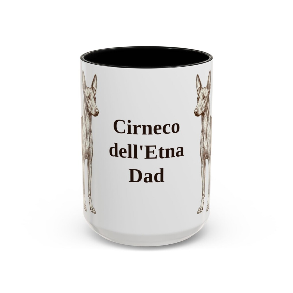 15oz Cirneco dell'Etna Dog Dad Mug, Vintage Sketch Coffee Mug, Dog Dad Gift