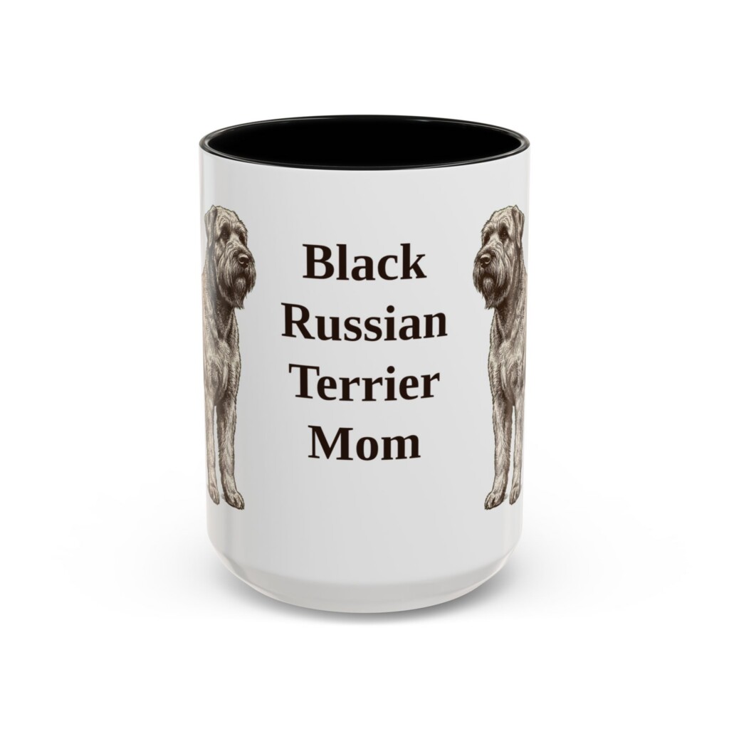 15oz Black Russian Terrier Dog Mom Mug, Vintage Sketch Coffee Mug, Dog Mom Gift