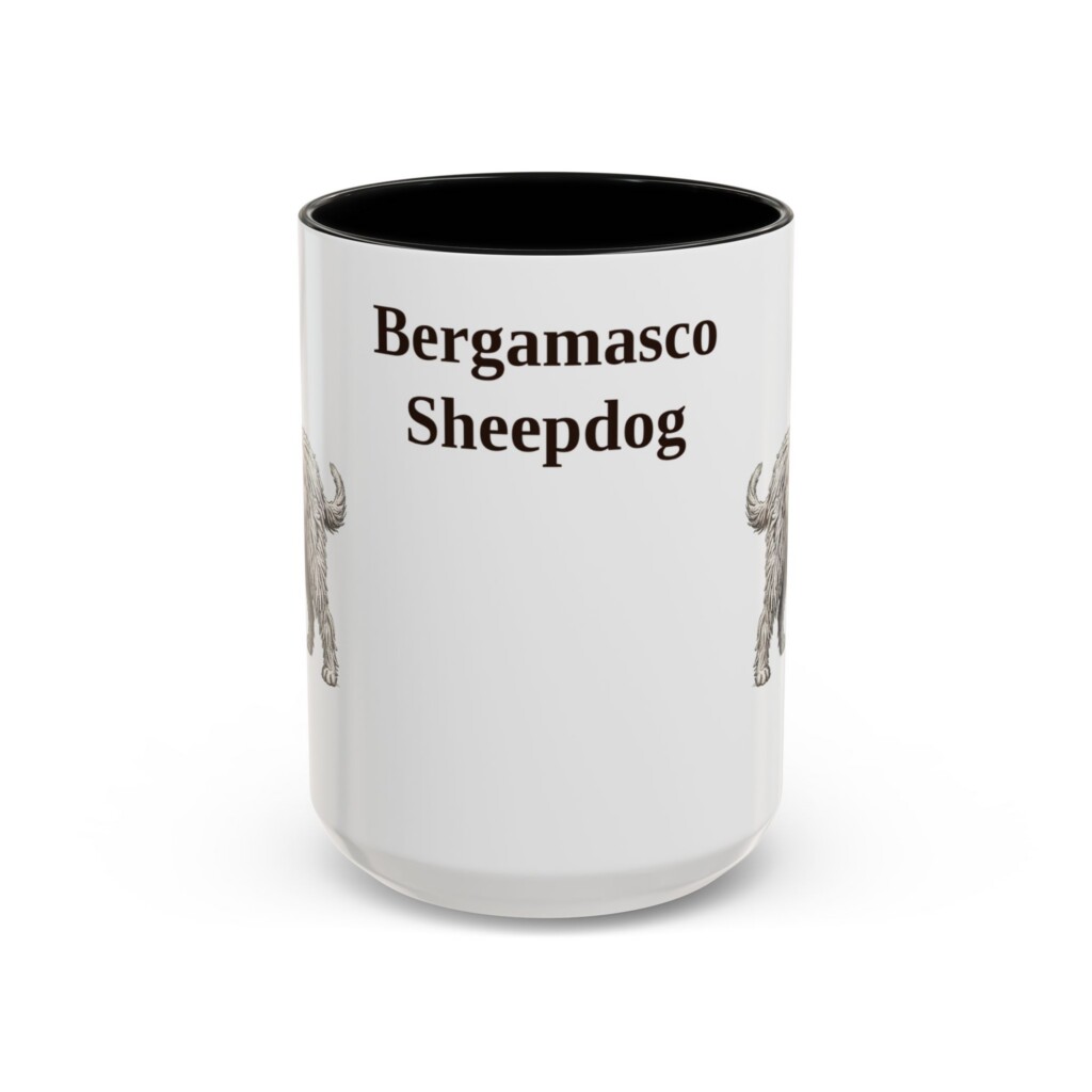 15oz Bergamasco Sheepdog Mug, Vintage Dog Portrait Coffee Mug, Dog Lover Gift
