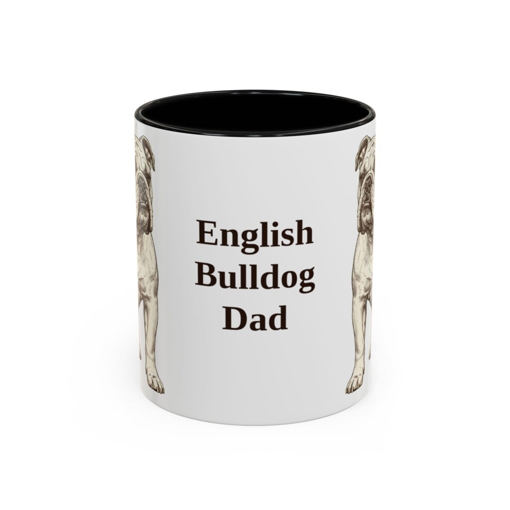 11oz English Bulldog Dog Dad Mug, Vintage Sketch Coffee Mug, Dog Dad Gift