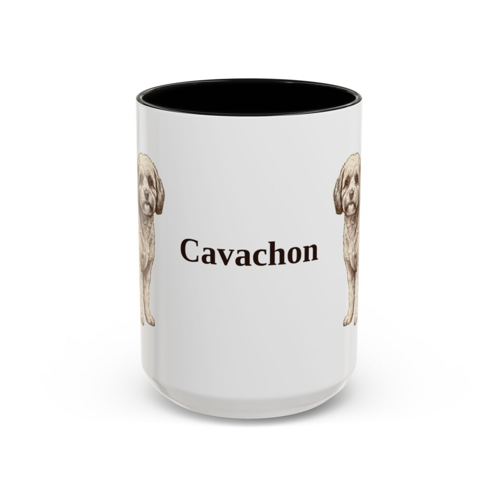 15oz Cavachon Mug, Vintage Dog Portrait Coffee Mug, Dog Lover Gift
