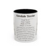 11oz Airedale Terrier Mug, Illustrated Dog Breed Facts Coffee Mug, Vintage Dog Keepsake Gift