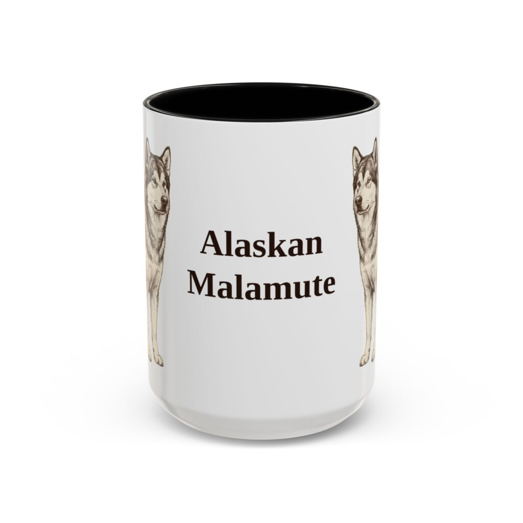2150249550903174252_2048.jpeg 15oz Alaskan Malamute Mug, Vintage Dog Portrait Coffee Mug, Dog Lover Gift