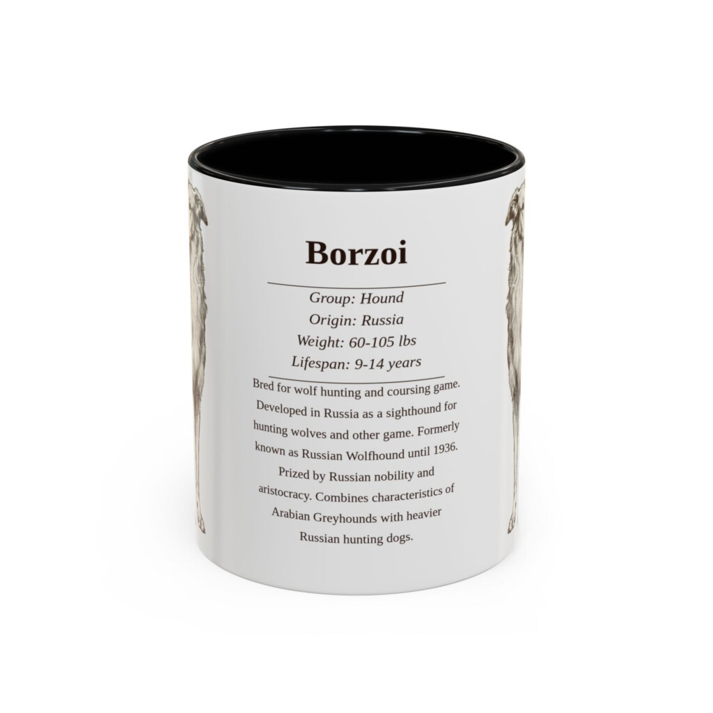 2320510580413034546_2048.jpeg 11oz Borzoi Mug, Illustrated Dog Breed Facts Coffee Mug, Vintage Dog Keepsake Gift
