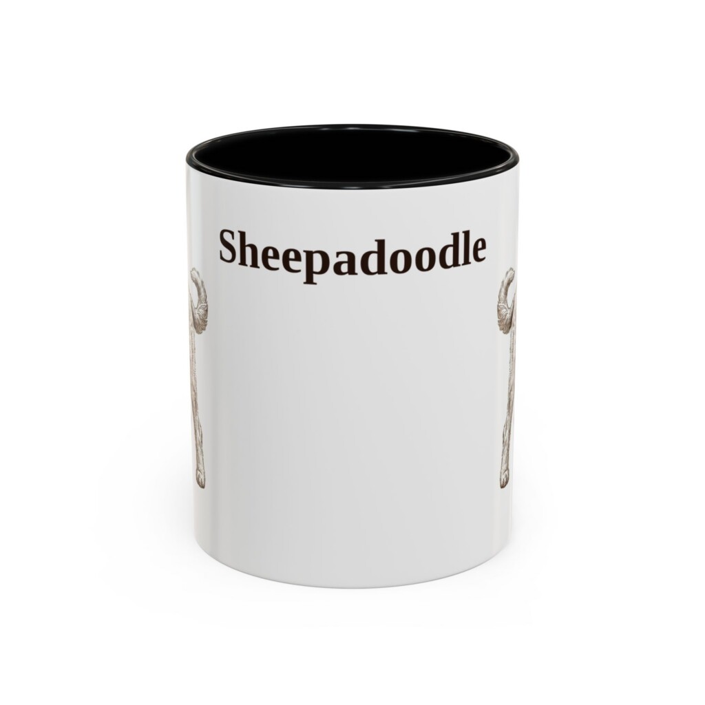 11oz Sheepadoodle Mug, Vintage Dog Portrait Coffee Mug, Dog Lover Gift