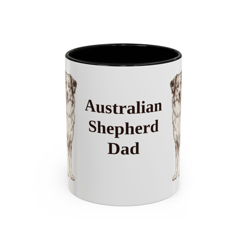 11oz Australian Shepherd Dog Dad Mug, Vintage Sketch Coffee Mug, Dog Dad Gift