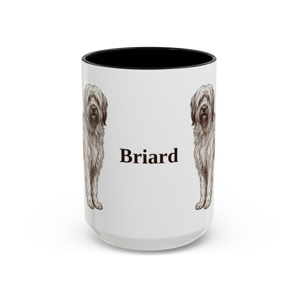 15oz Briard Mug, Vintage Dog Portrait Coffee Mug, Dog Lover Gift