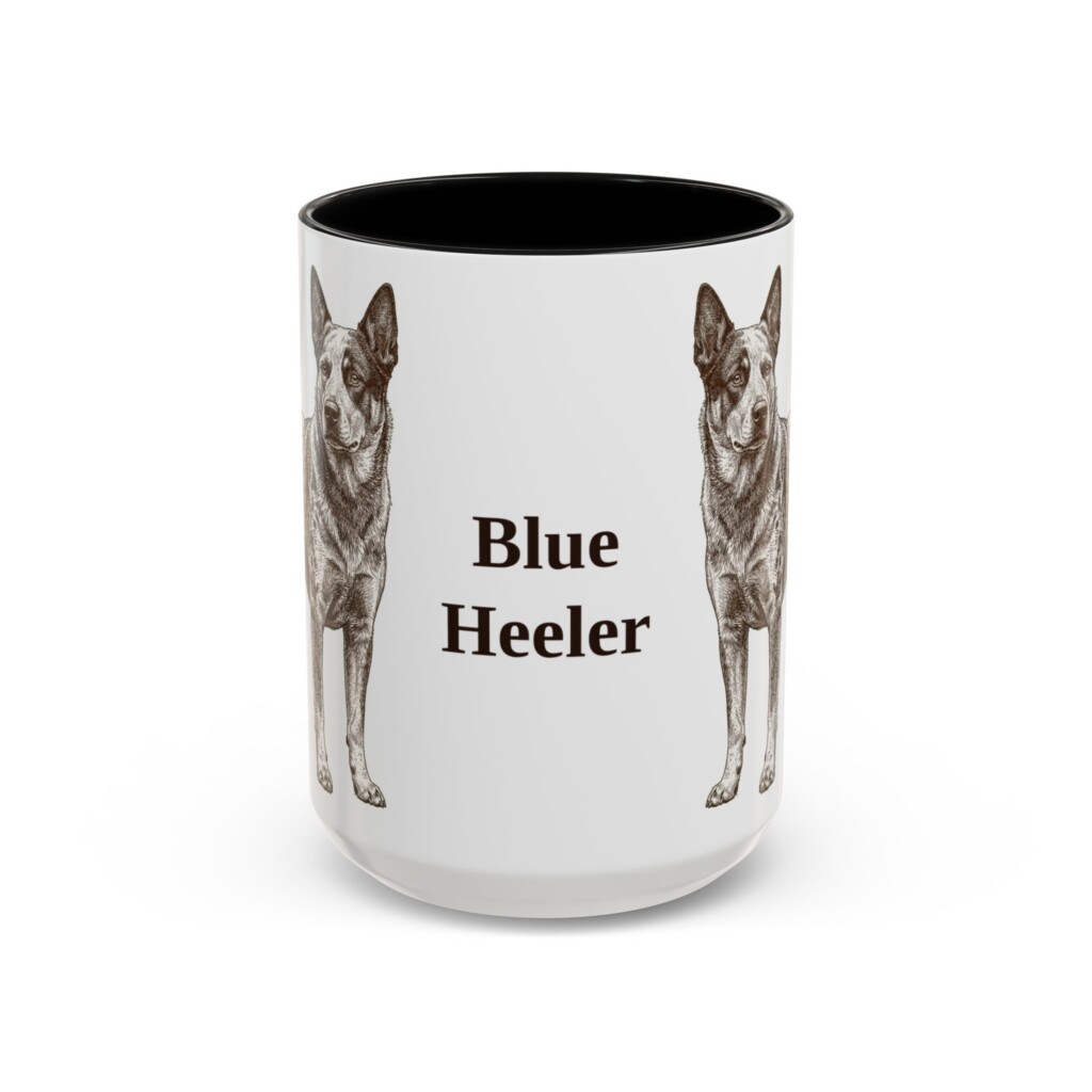 15oz Blue Heeler Mug, Vintage Dog Portrait Coffee Mug, Dog Lover Gift