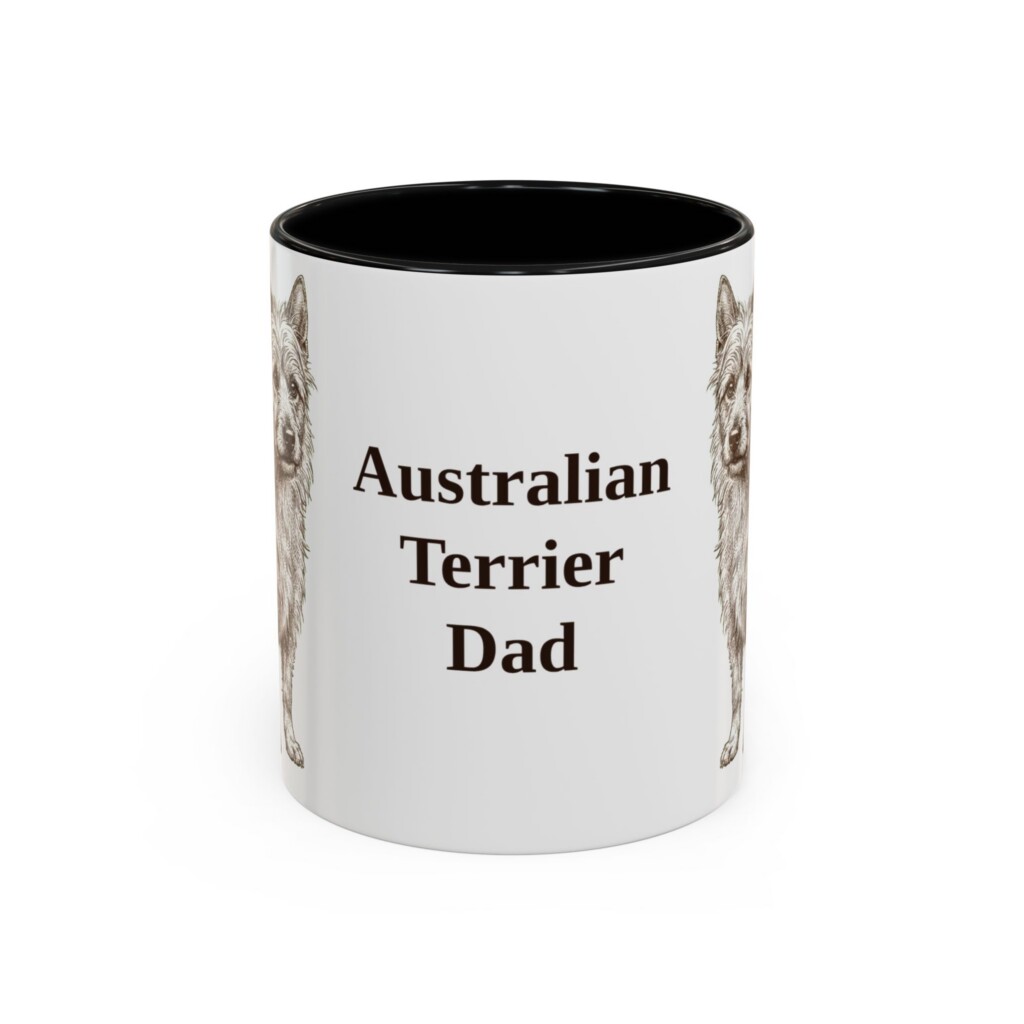 11oz Australian Terrier Dog Dad Mug, Vintage Sketch Coffee Mug, Dog Dad Gift