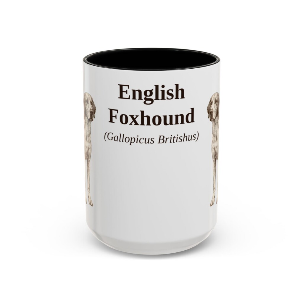 15oz English Foxhound Latin Mug, Vintage Dog Coffee Mug, Dog Lover Gift