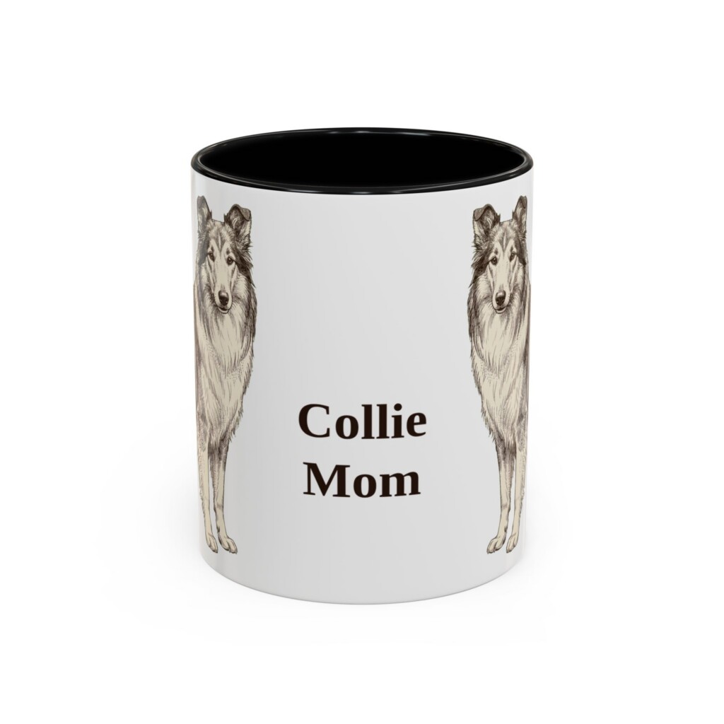 11oz Collie Dog Mom Mug, Vintage Sketch Coffee Mug, Dog Mom Gift