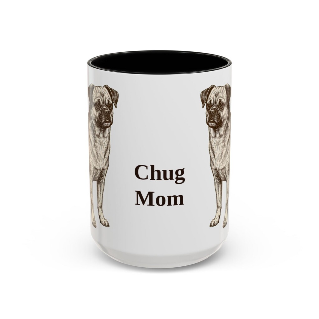 15oz Chug Dog Mom Mug, Vintage Sketch Coffee Mug, Dog Mom Gift