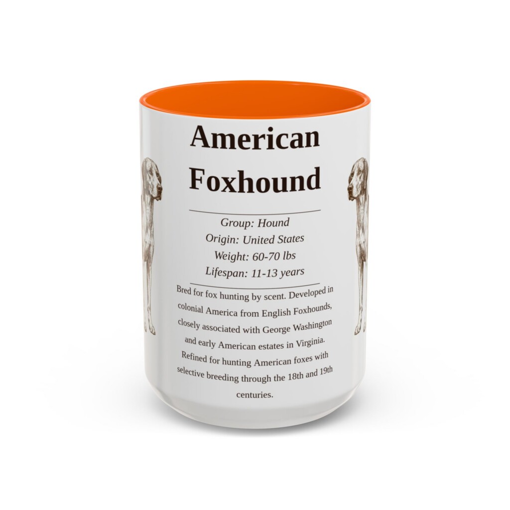 2983476924485646949_2048.jpeg 15oz American Foxhound Mug, Illustrated Dog Breed Facts Coffee Mug, Vintage Dog Keepsake Gift