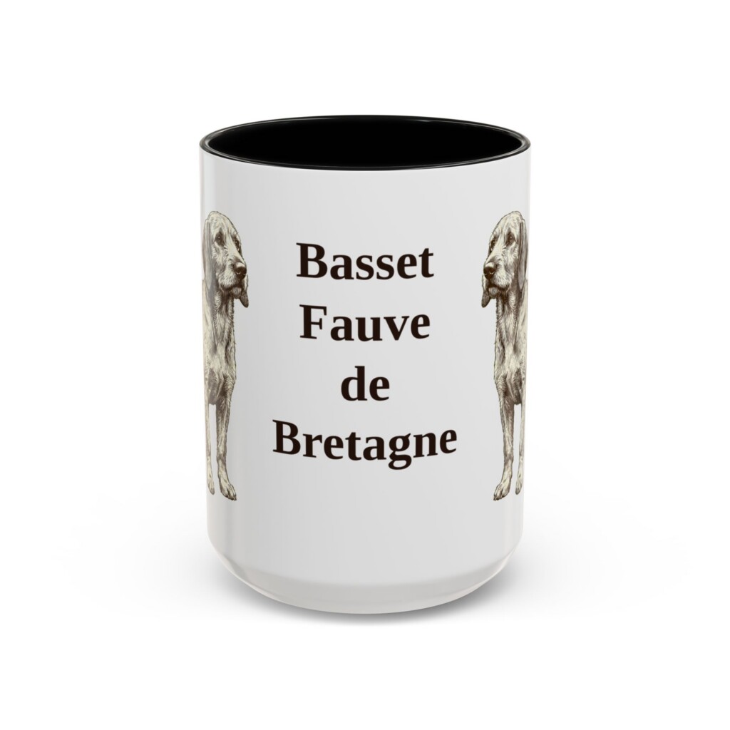 15oz Basset Fauve de Bretagne Mug, Vintage Dog Portrait Coffee Mug, Dog Lover Gift