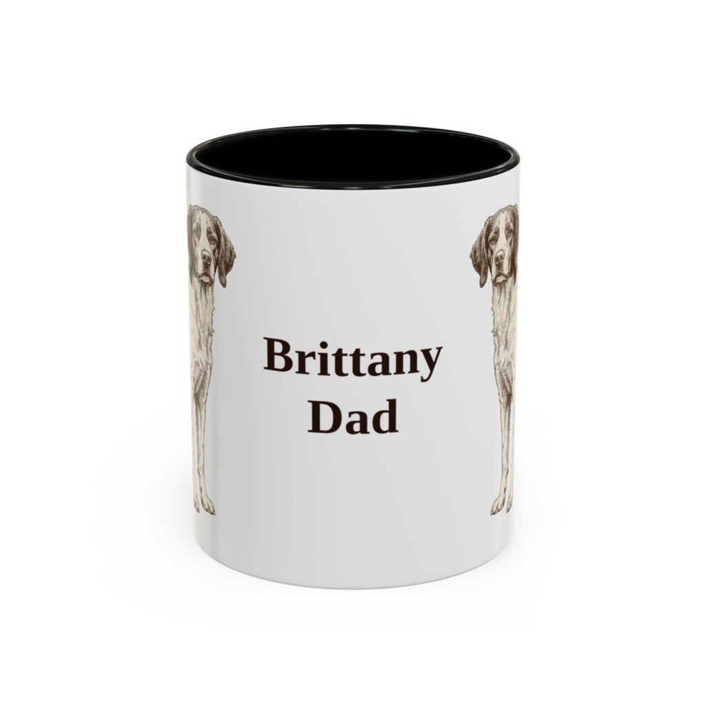 11oz Brittany Dog Dad Mug, Vintage Sketch Coffee Mug, Dog Dad Gift