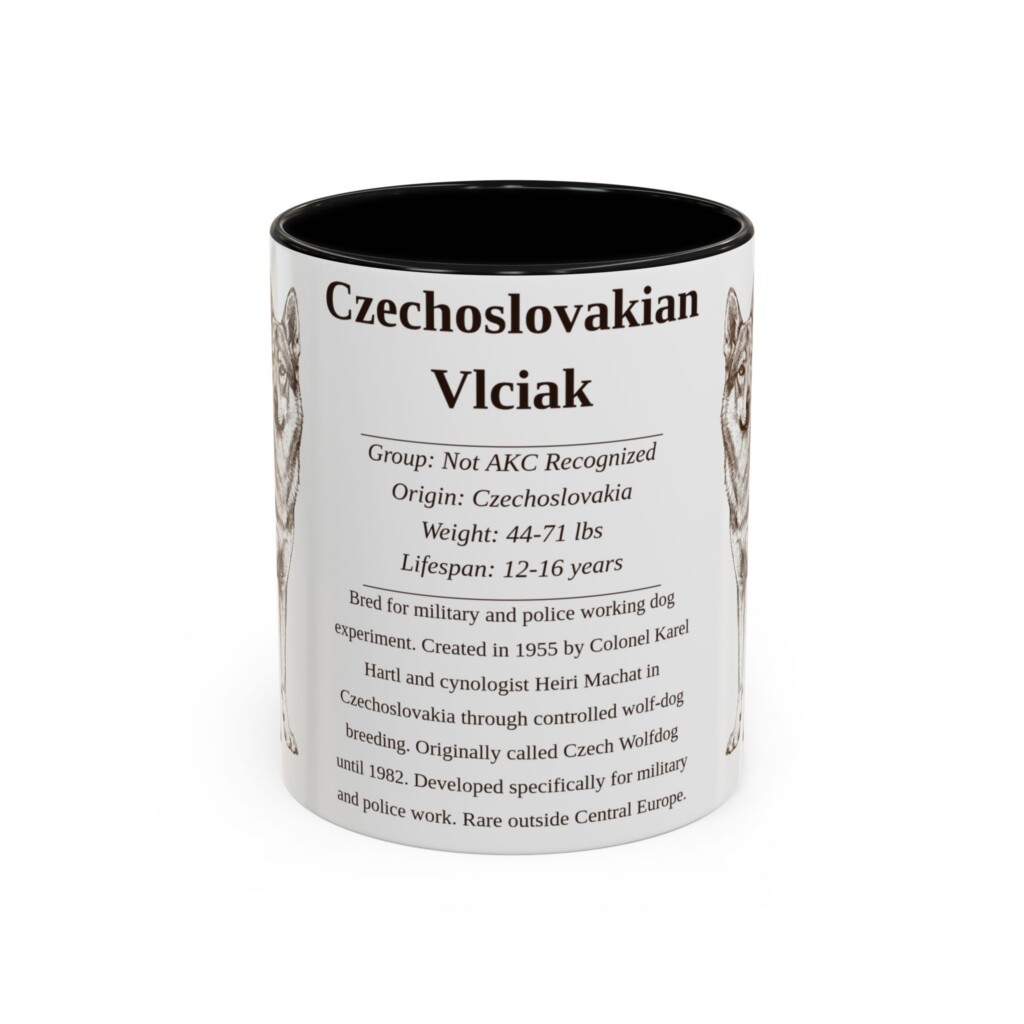 11oz Czechoslovakian Vlciak Mug, Illustrated Dog Breed Facts Coffee Mug, Vintage Dog Keepsake Gift