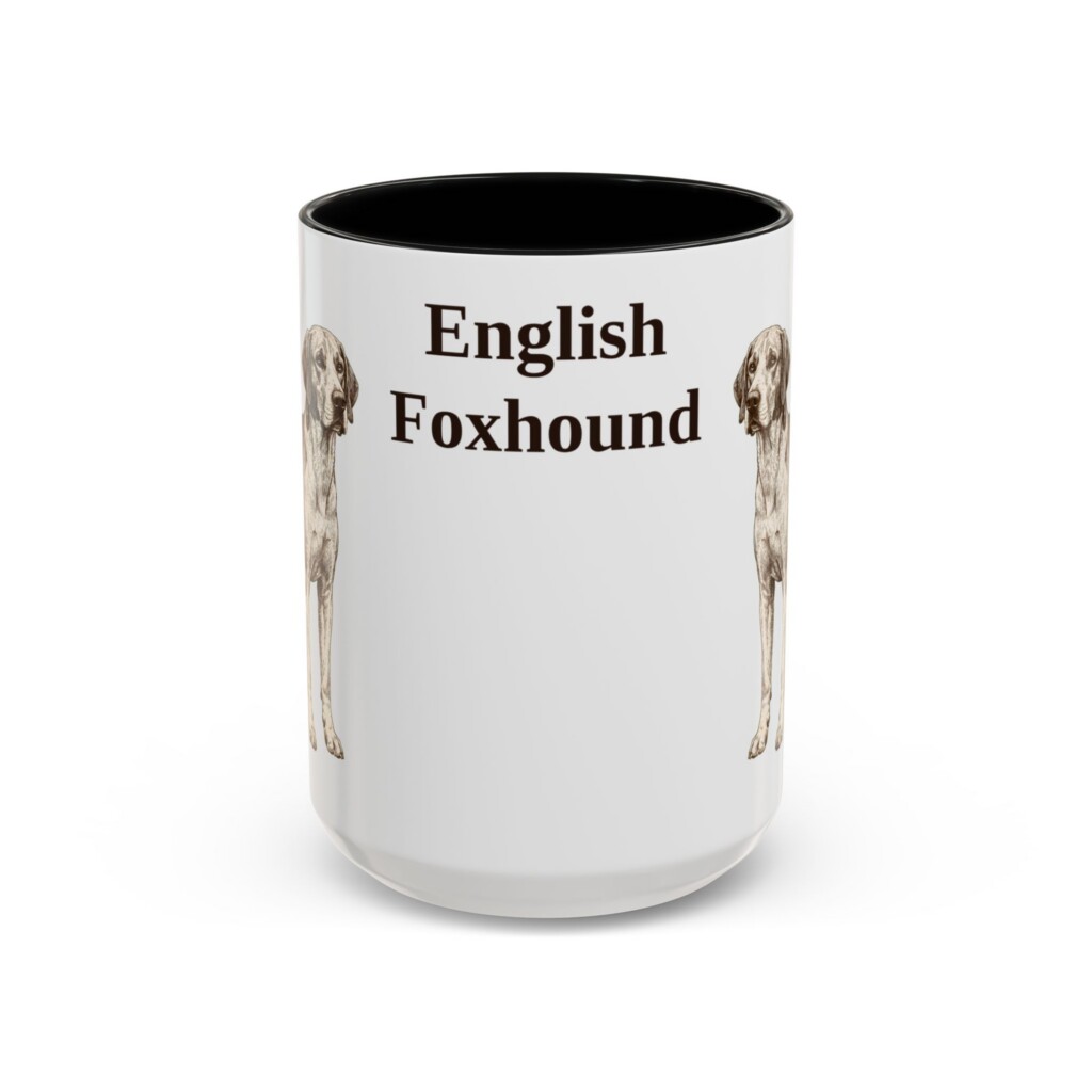 15oz English Foxhound Mug, Vintage Dog Portrait Coffee Mug, Dog Lover Gift