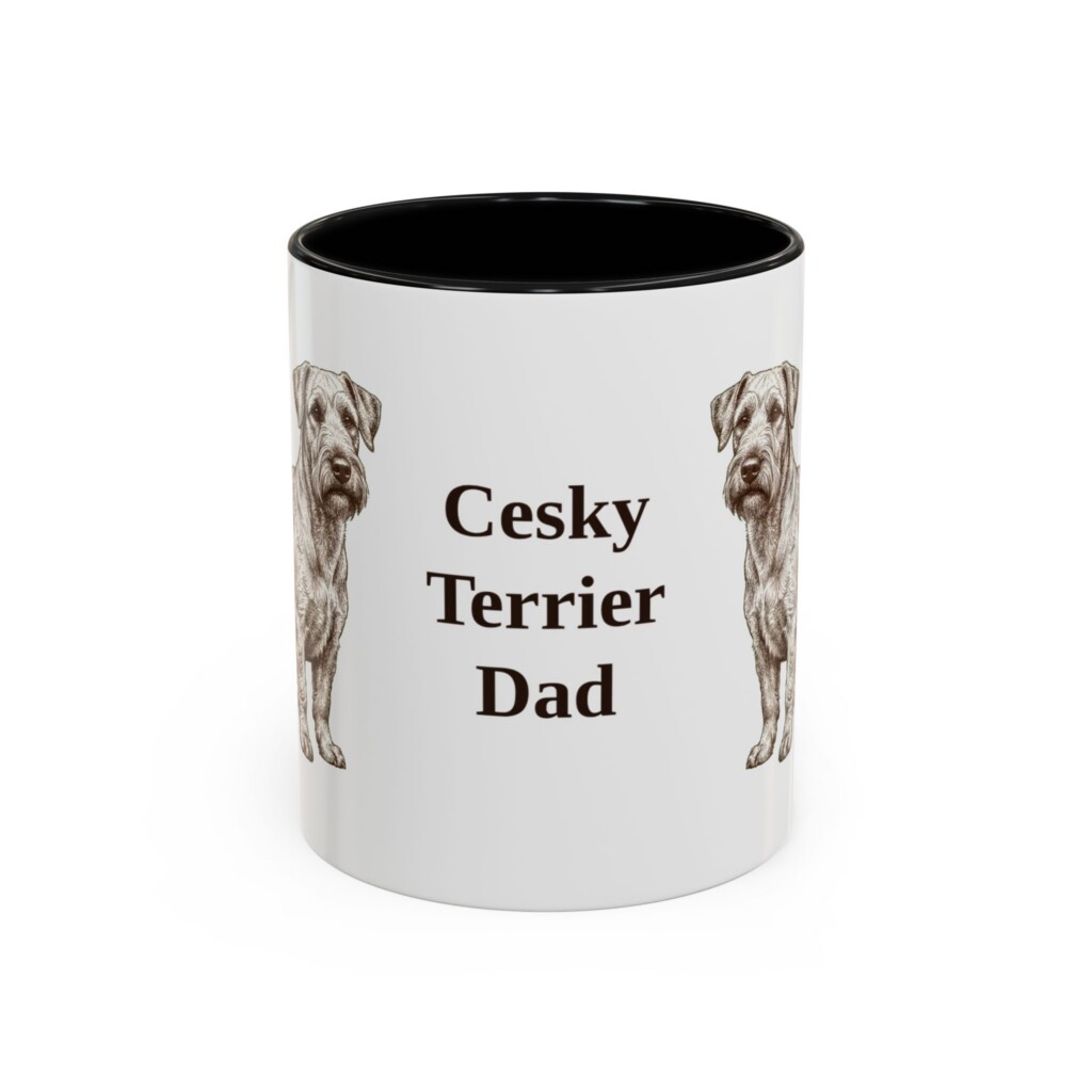 11oz Cesky Terrier Dog Dad Mug, Vintage Sketch Coffee Mug, Dog Dad Gift