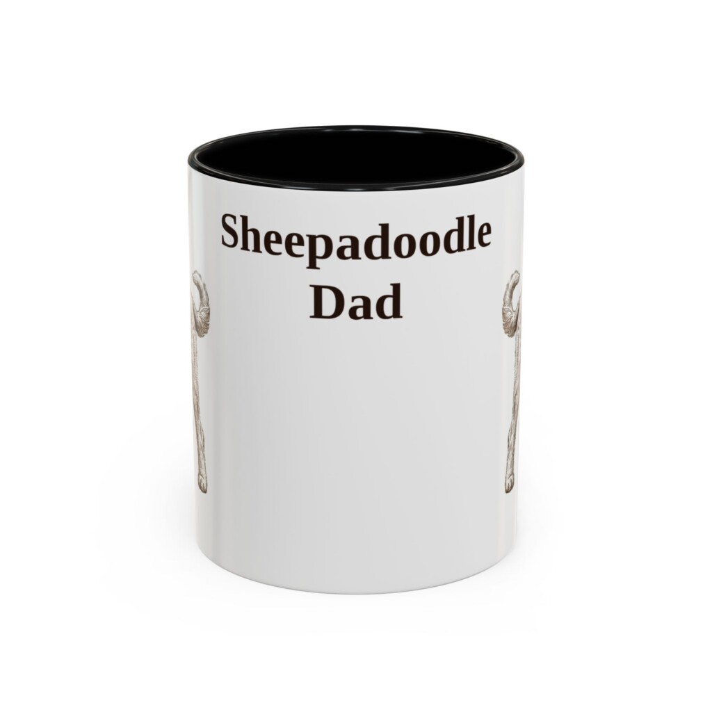 11oz Sheepadoodle Dog Dad Mug, Vintage Sketch Coffee Mug, Dog Dad Gift