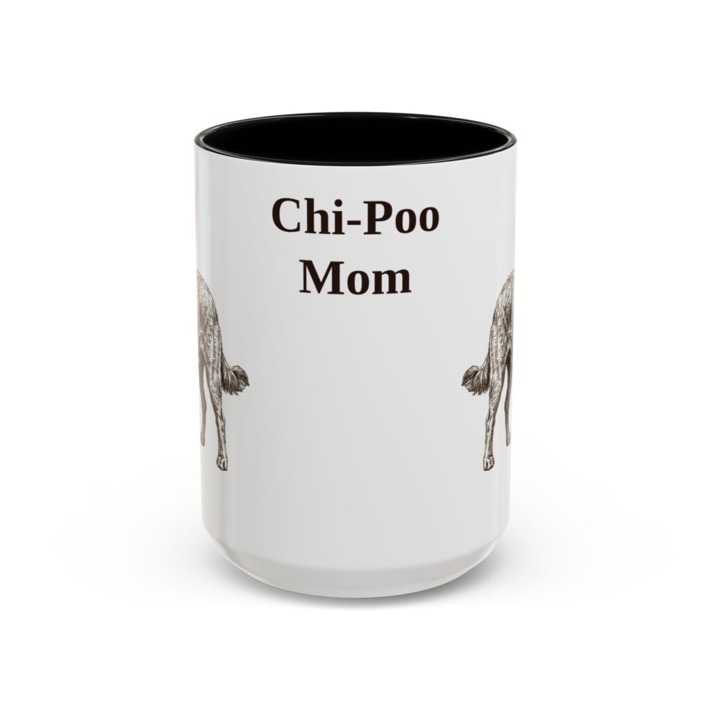 15oz Chi-Poo Dog Mom Mug, Vintage Sketch Coffee Mug, Dog Mom Gift