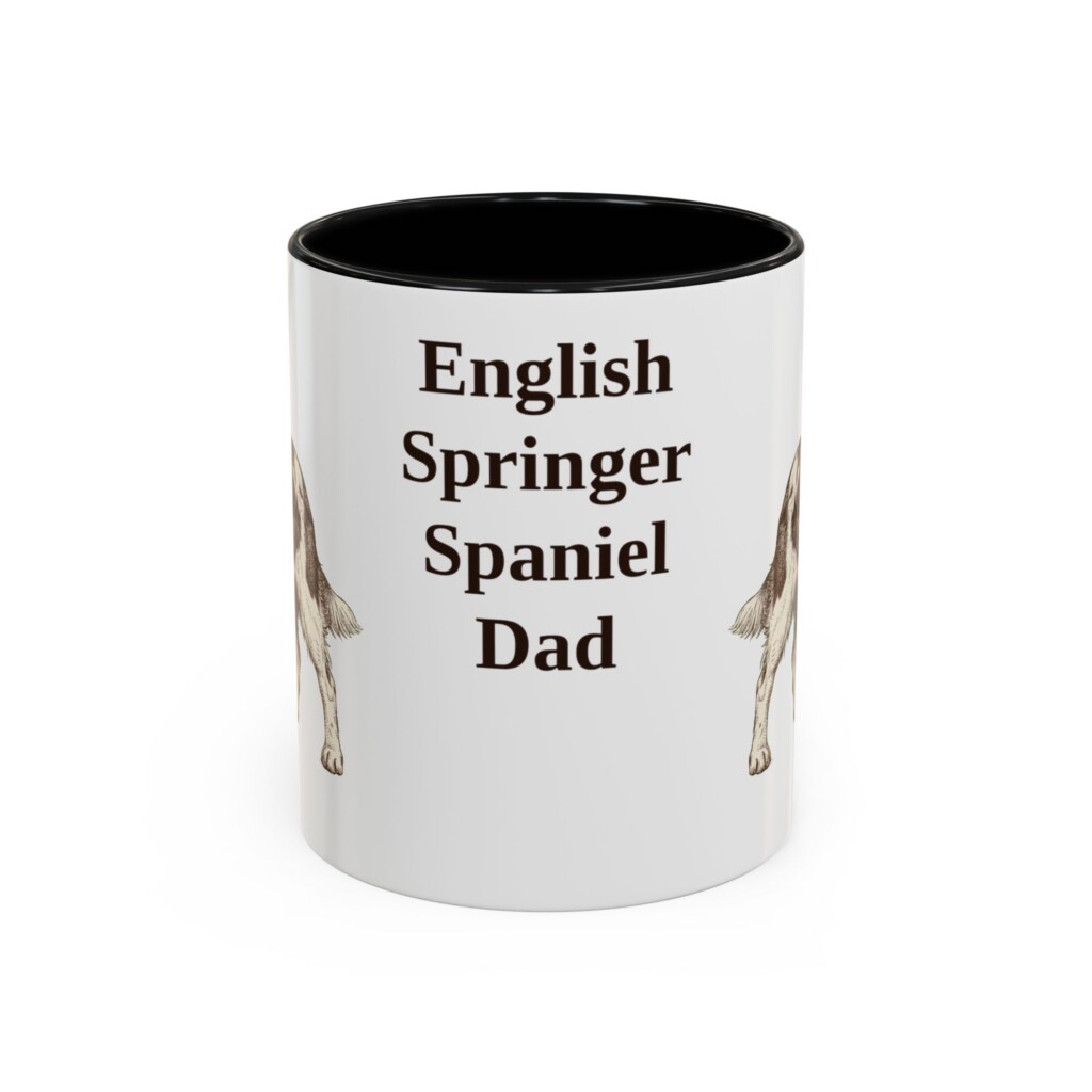 11oz English Springer Spaniel Dog Dad Mug, Vintage Sketch Coffee Mug, Dog Dad Gift
