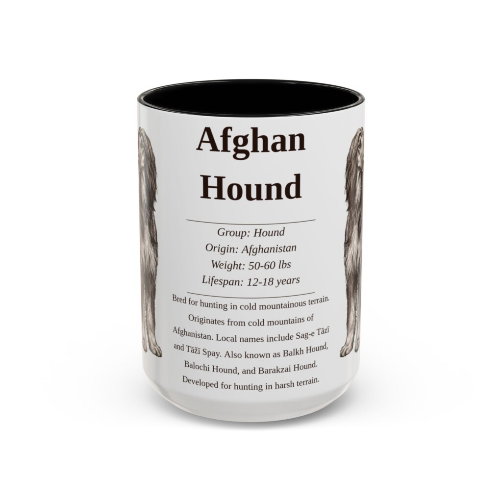 3606006203705877266_2048.jpeg 15oz Afghan Hound Mug, Illustrated Dog Breed Facts Coffee Mug, Vintage Dog Keepsake Gift