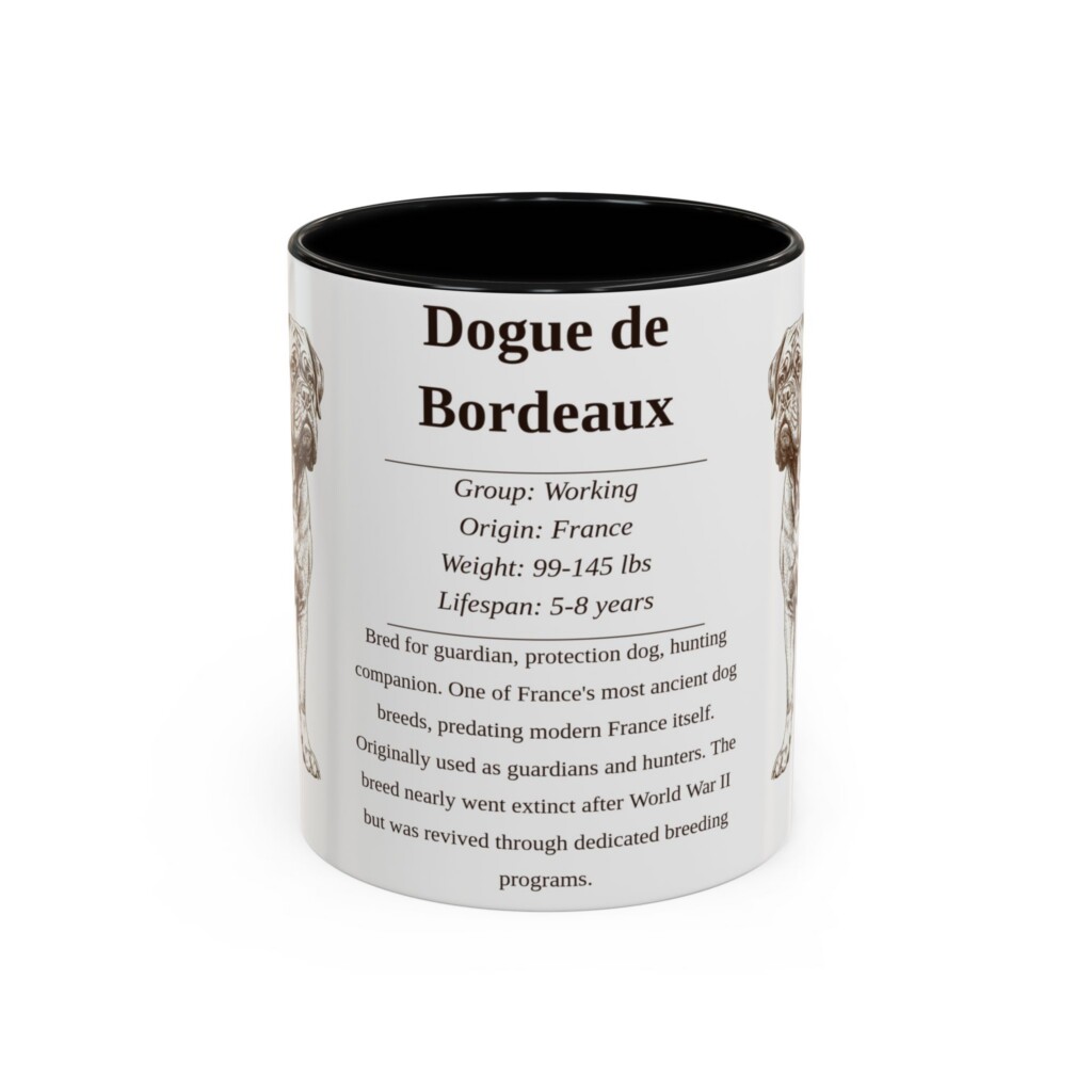 3769720142236235180_2048.jpeg 11oz Dogue de Bordeaux Mug, Illustrated Dog Breed Facts Coffee Mug, Vintage Dog Keepsake Gift