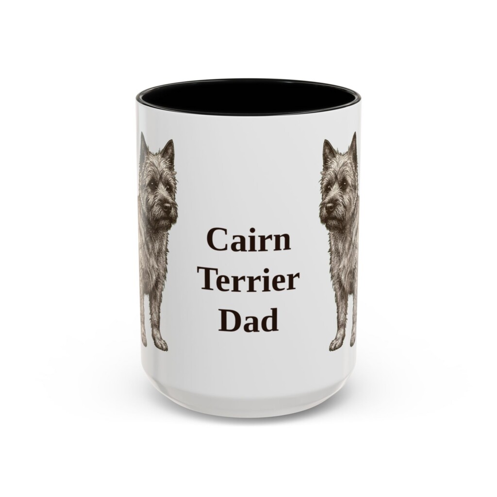 15oz Cairn Terrier Dog Dad Mug, Vintage Sketch Coffee Mug, Dog Dad Gift