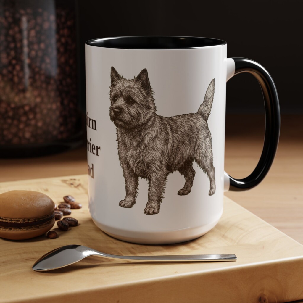 15oz Cairn Terrier Dog Dad Mug, Vintage Sketch Coffee Mug, Dog Dad Gift
