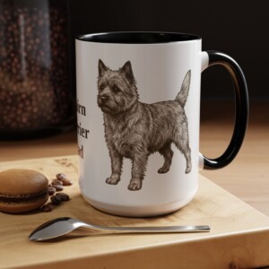 15oz Cairn Terrier Dog Dad Mug, Vintage Sketch Coffee Mug, Dog Dad Gift