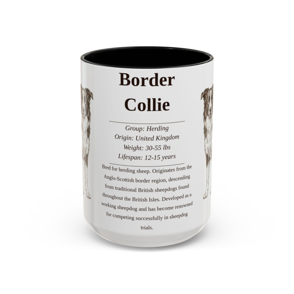 3957664887217983864_2048.jpeg 15oz Border Collie Mug, Illustrated Dog Breed Facts Coffee Mug, Vintage Dog Keepsake Gift