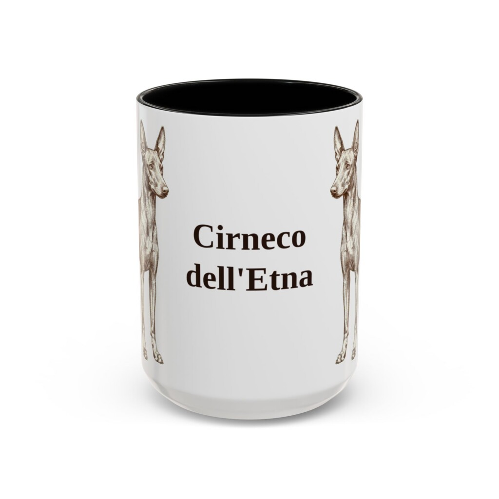 15oz Cirneco dell'Etna Mug, Vintage Dog Portrait Coffee Mug, Dog Lover Gift