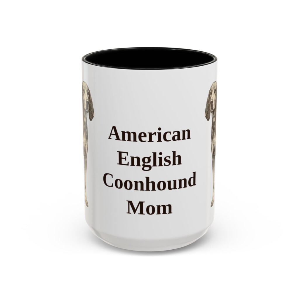 15oz American English Coonhound Dog Mom Mug, Vintage Sketch Coffee Mug, Dog Mom Gift