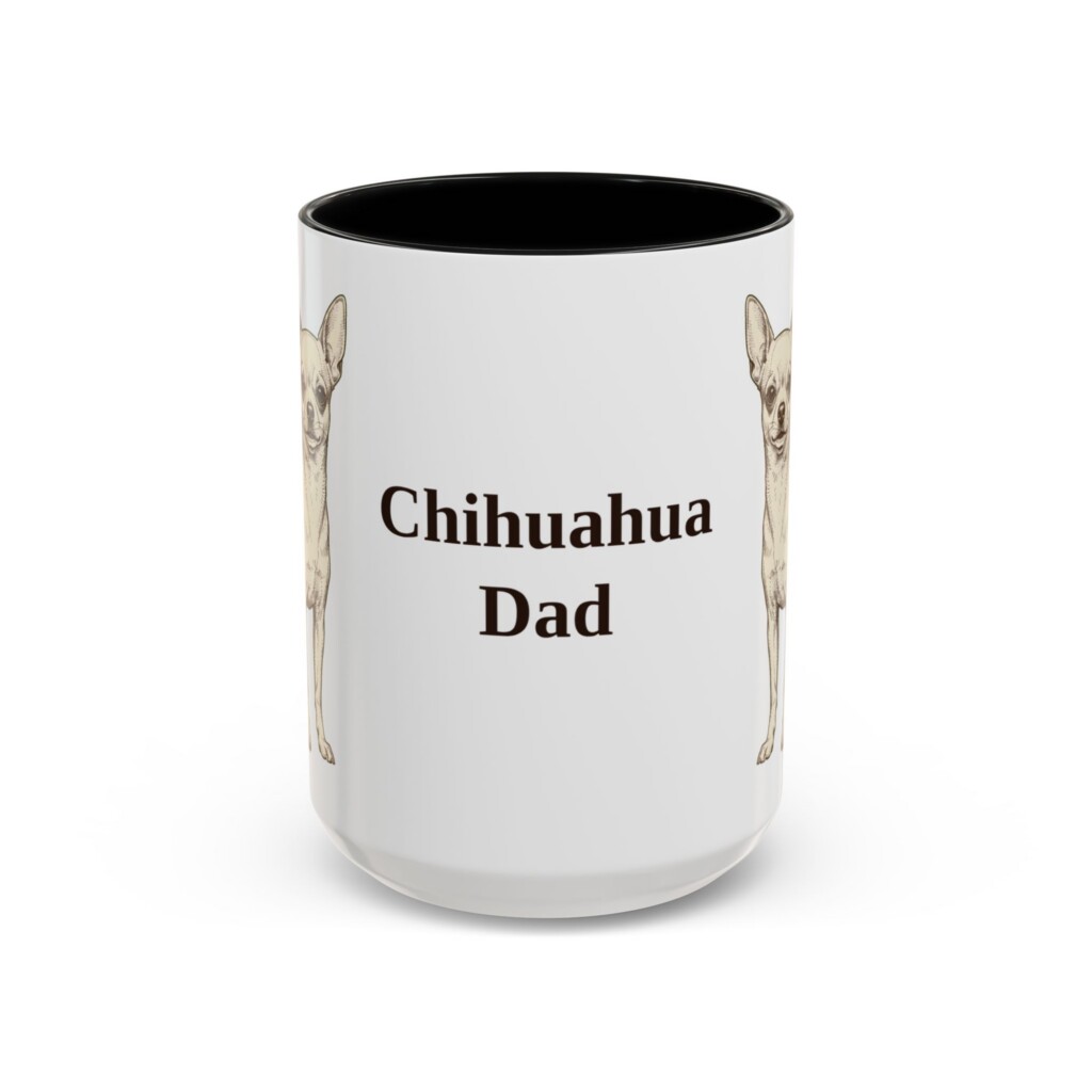 15oz Chihuahua Dog Dad Mug, Vintage Sketch Coffee Mug, Dog Dad Gift