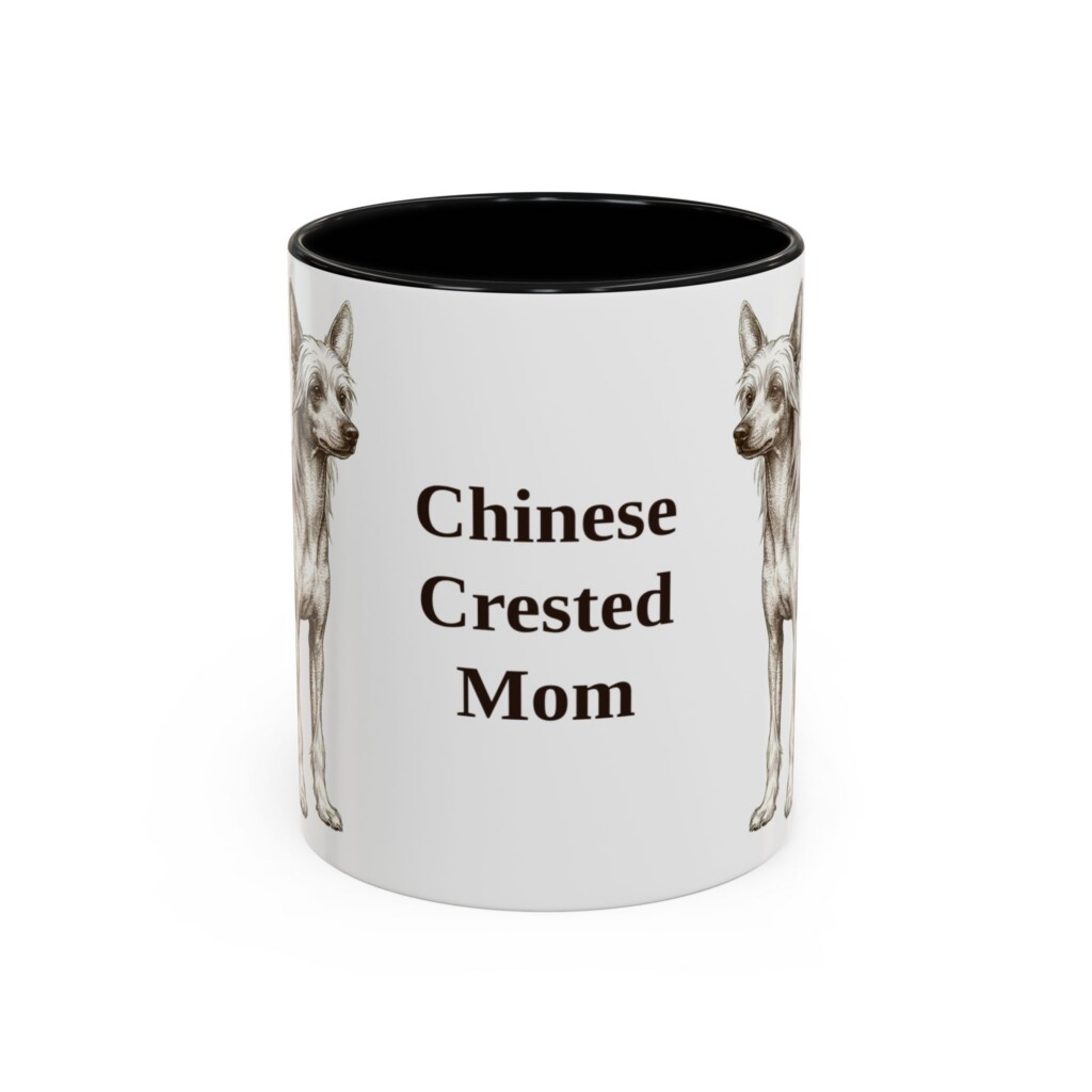 11oz Chinese Crested Dog Mom Mug, Vintage Sketch Coffee Mug, Dog Mom Gift