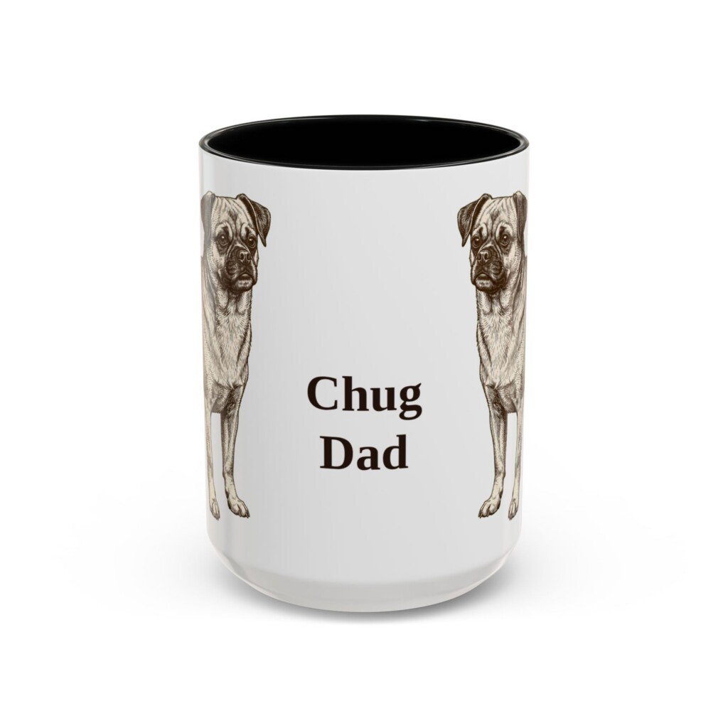 15oz Chug Dog Dad Mug, Vintage Sketch Coffee Mug, Dog Dad Gift
