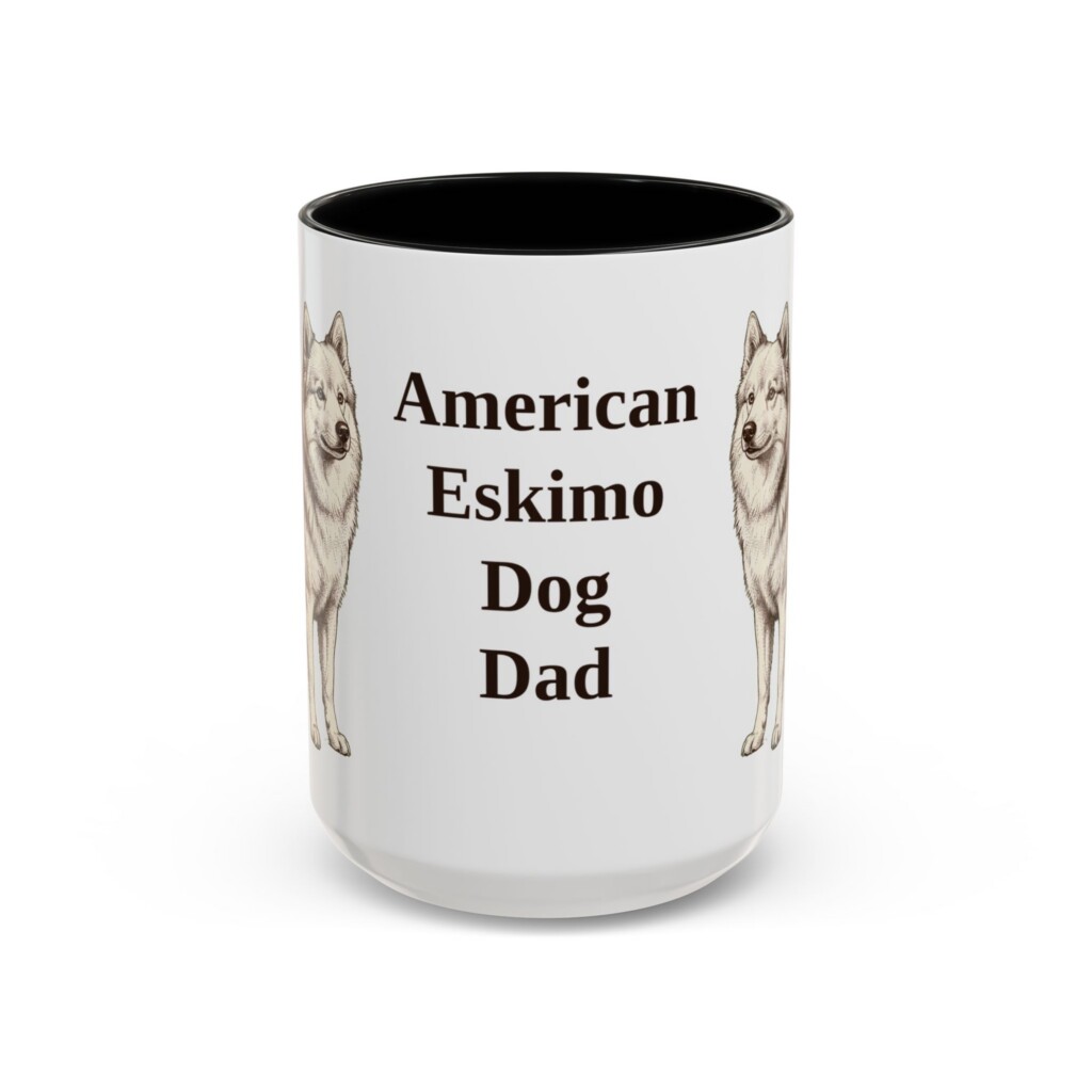 15oz American Eskimo Dog Dog Dad Mug, Vintage Sketch Coffee Mug, Dog Dad Gift