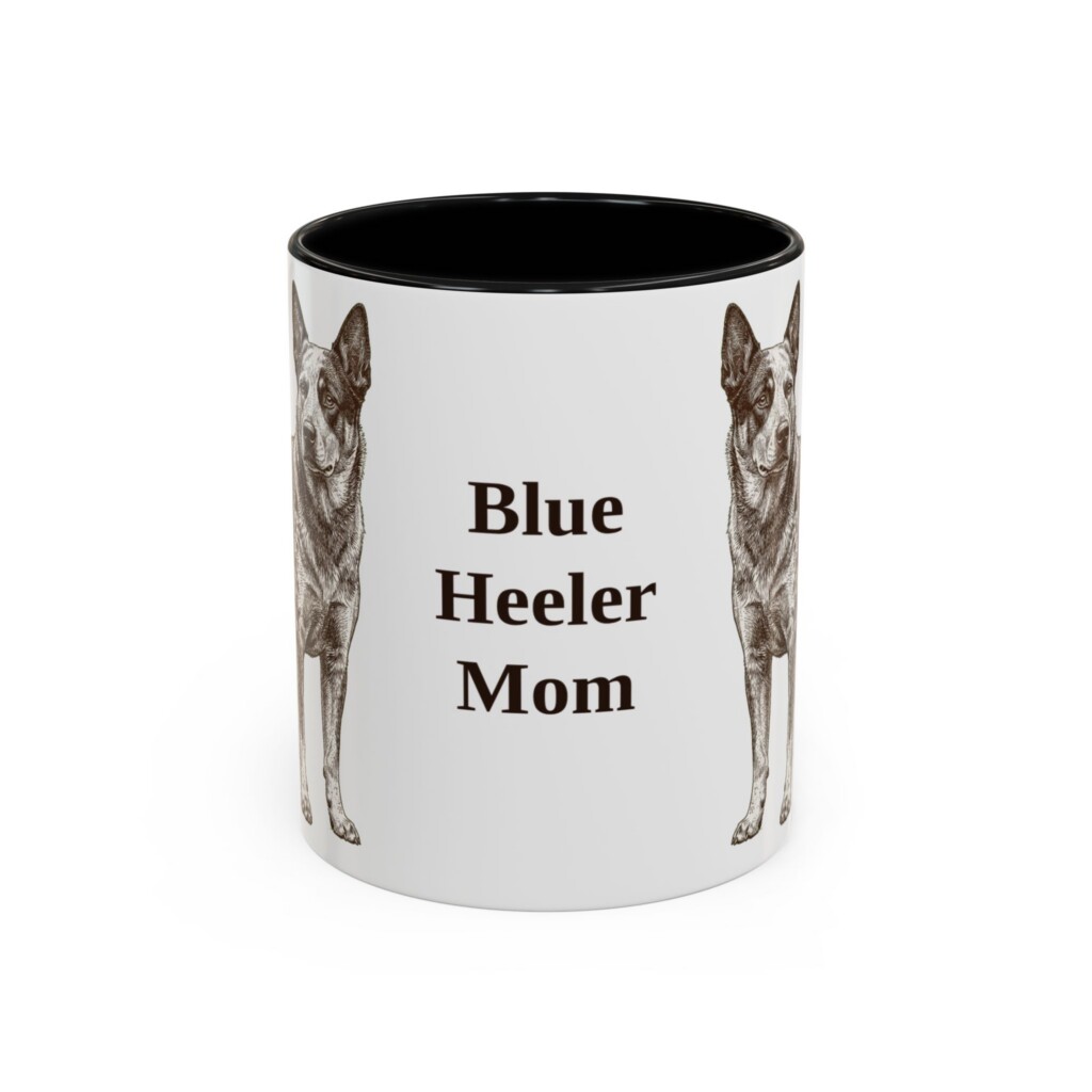 11oz Blue Heeler Dog Mom Mug, Vintage Sketch Coffee Mug, Dog Mom Gift