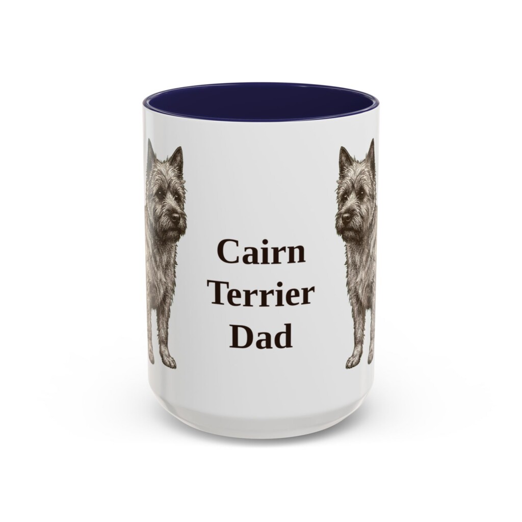15oz Cairn Terrier Dog Dad Mug, Vintage Sketch Coffee Mug, Dog Dad Gift