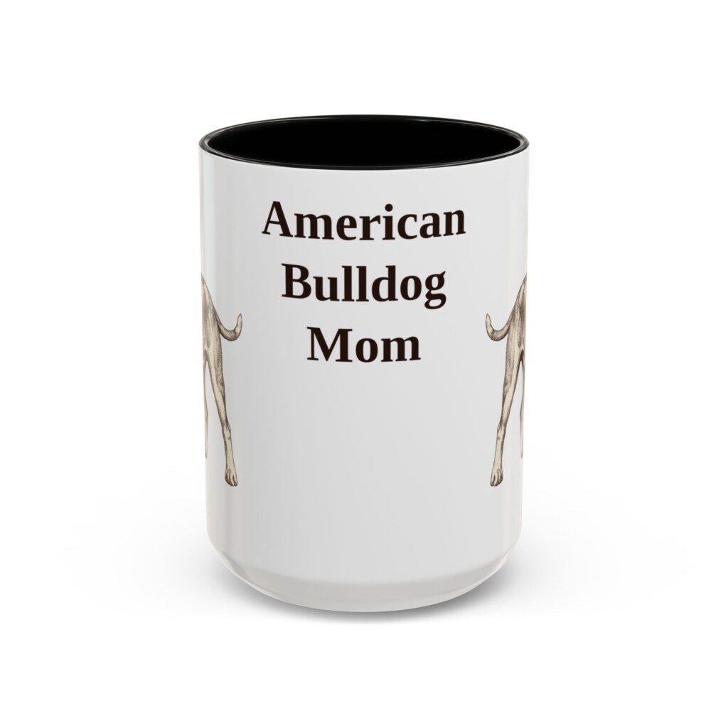 15oz American Bulldog Dog Mom Mug, Vintage Sketch Coffee Mug, Dog Mom Gift