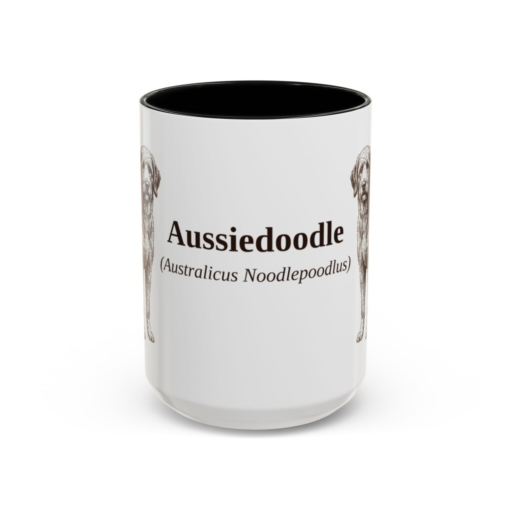 15oz Aussiedoodle Latin Mug, Vintage Dog Coffee Mug, Dog Lover Gift