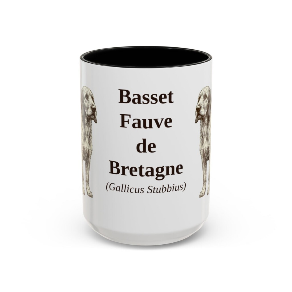 15oz Basset Fauve de Bretagne Latin Mug, Vintage Dog Coffee Mug, Dog Lover Gift