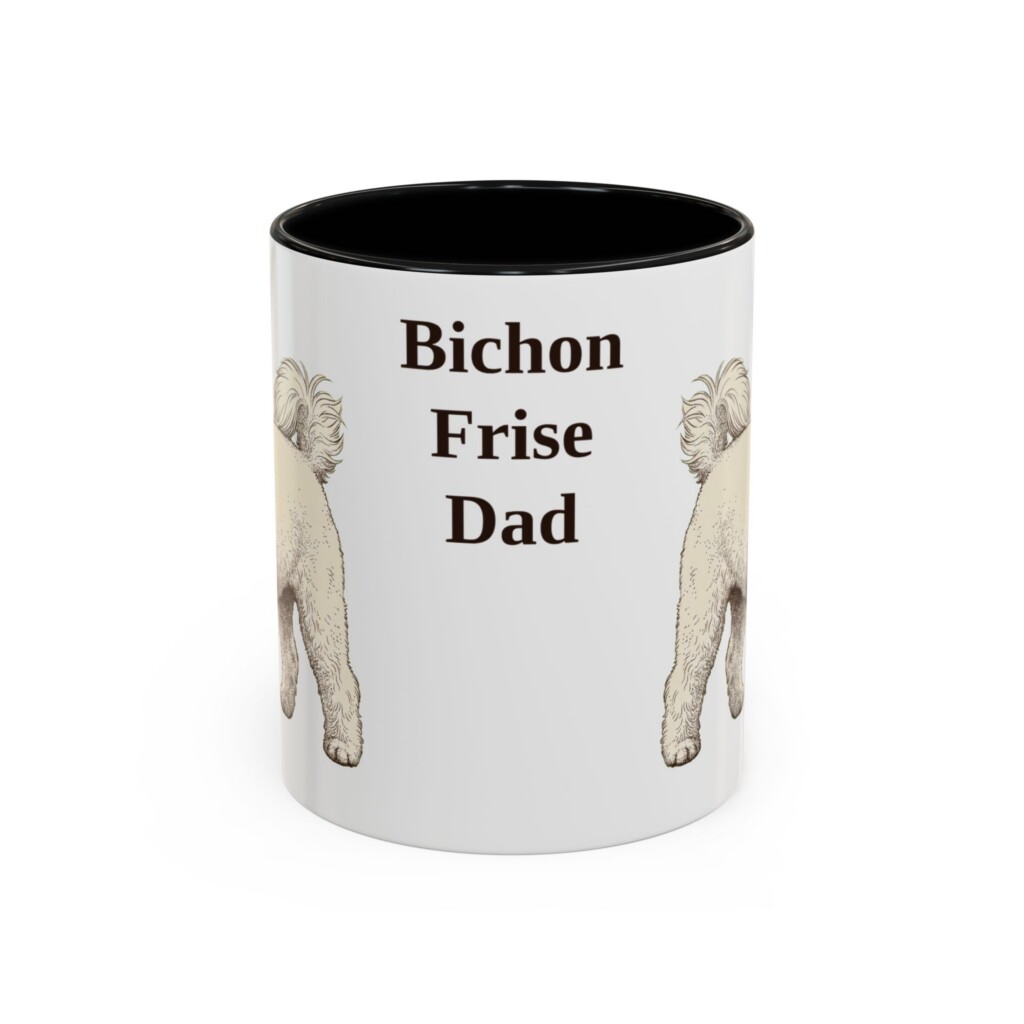 11oz Bichon Frise Dog Dad Mug, Vintage Sketch Coffee Mug, Dog Dad Gift