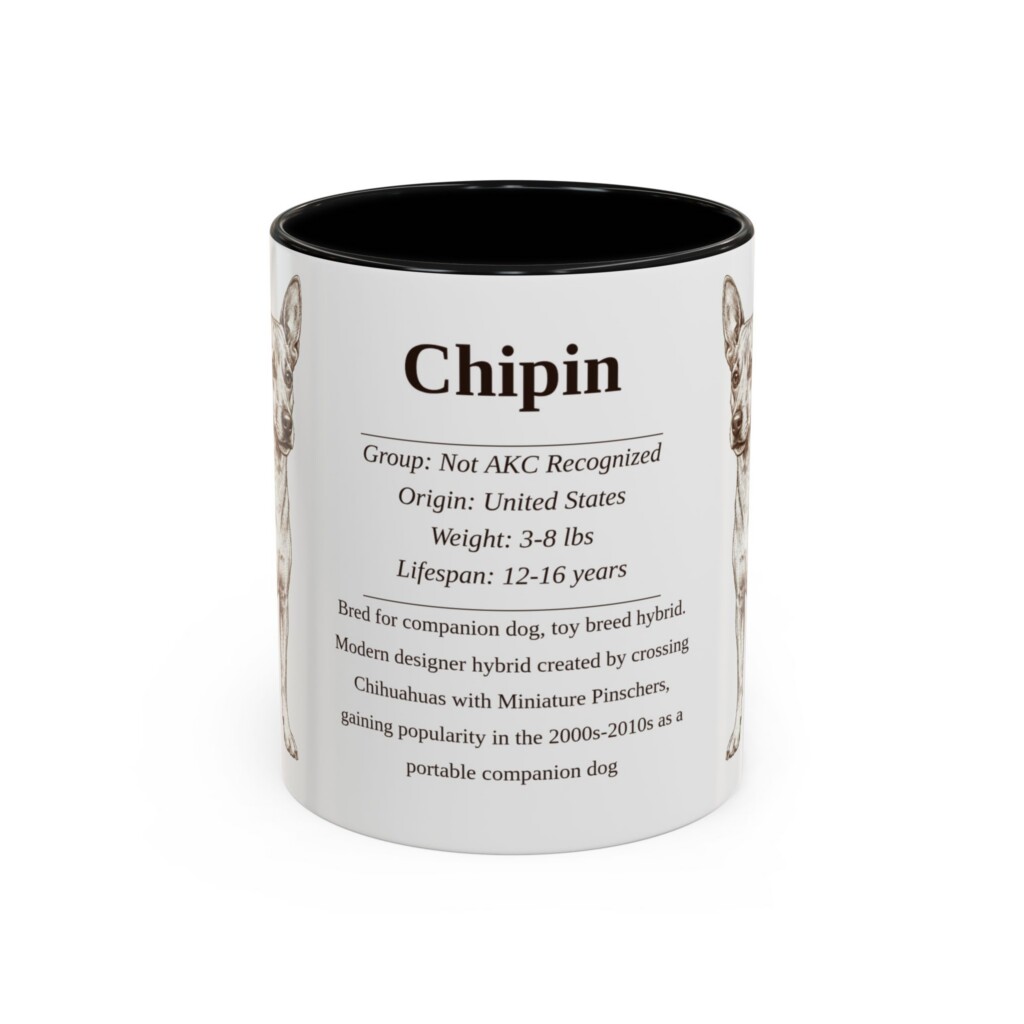 11oz Chipin Mug, Illustrated Dog Breed Facts Coffee Mug, Vintage Dog Keepsake Gift
