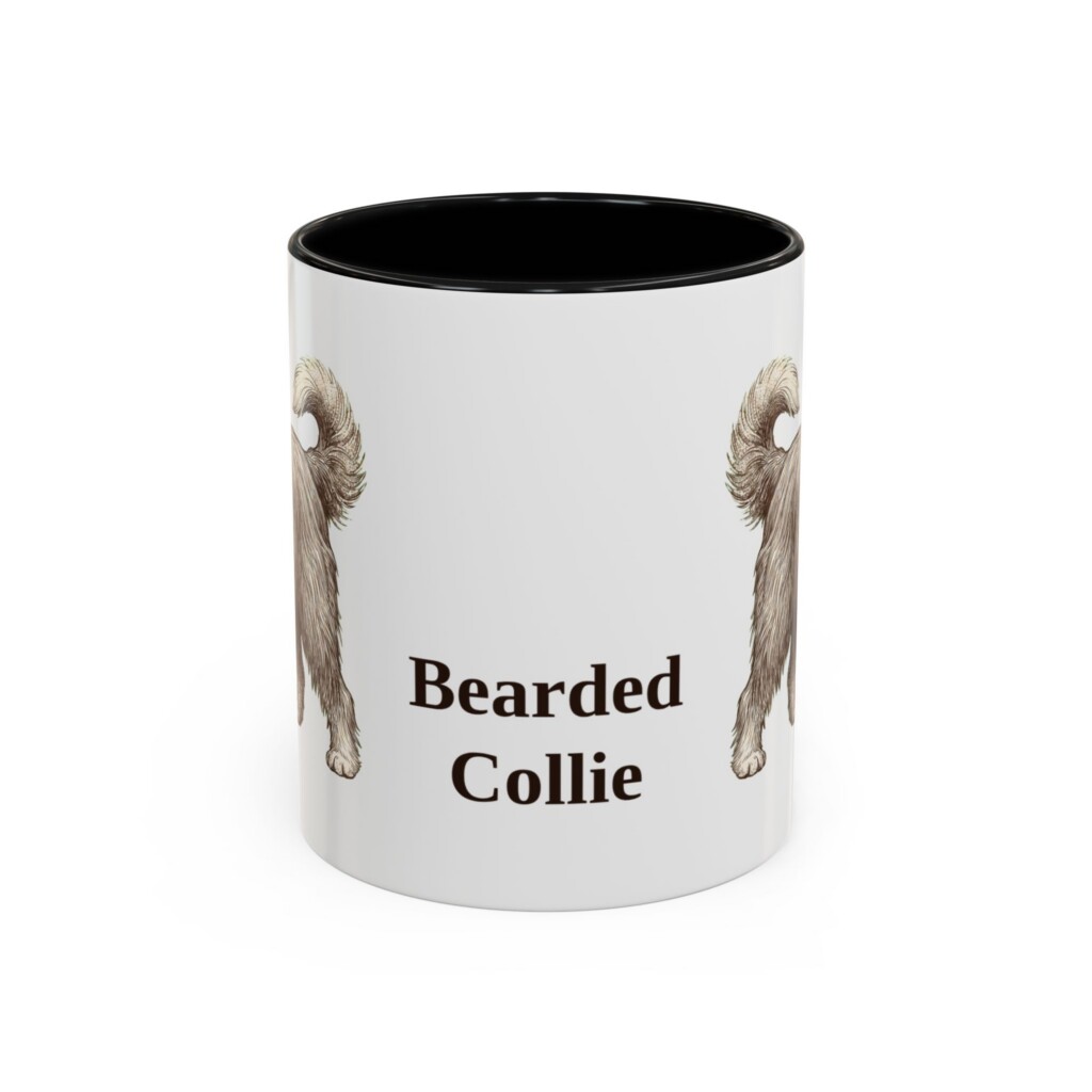 11oz Bearded Collie Mug, Vintage Dog Portrait Coffee Mug, Dog Lover Gift