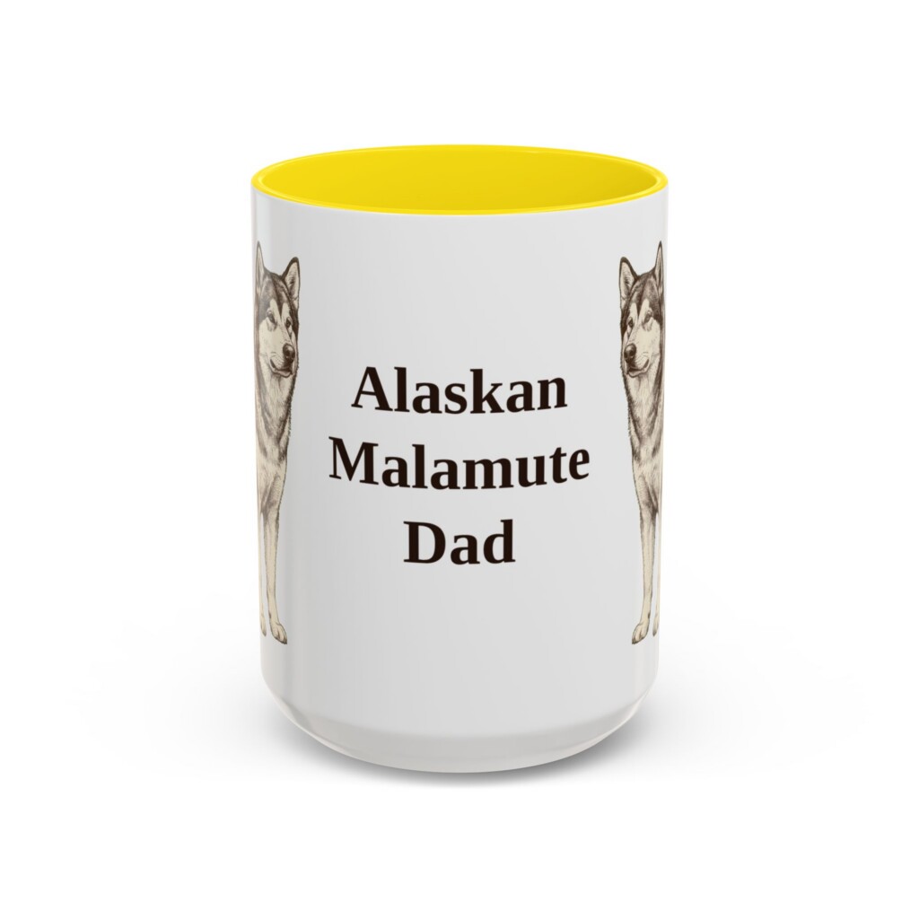 15oz Alaskan Malamute Dog Dad Mug, Vintage Sketch Coffee Mug, Dog Dad Gift