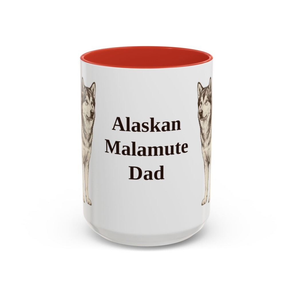 15oz Alaskan Malamute Dog Dad Mug, Vintage Sketch Coffee Mug, Dog Dad Gift